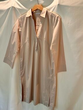 Caliban Italian Cotton Poplin Shirt Dress Beige Minimalist Capsule EU 42 L